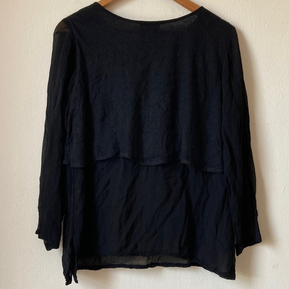 Funhouse NYC Black Lace Layered Sheer Blouse One Size - Picture 9 of 16